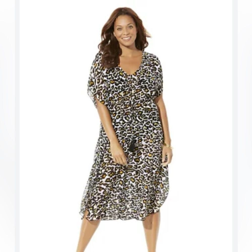 Swimsuits for all cover ups Womens‎ chiffon leopard Kaftan Tassels Beach Resort
